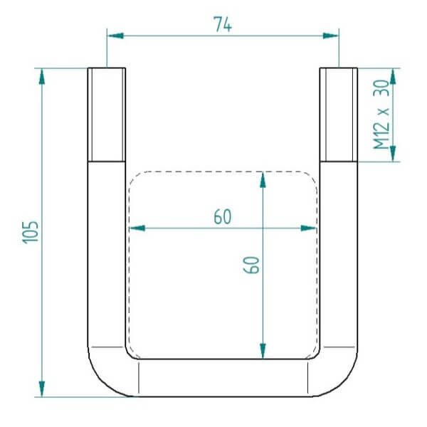 U-Polt 60x60mm M12 komplekt - Image 2
